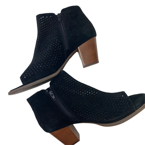 Vionic Chryssa Black Open Toed Ankle Booties Peep Toe Boots Shoes Heels - Picture 5 of 7